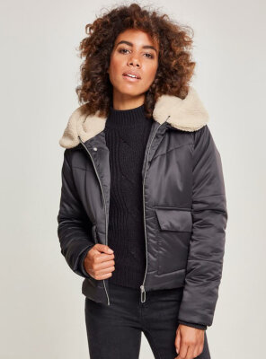 Urban Classics - Damen SHERPA HOODED Winter Jacket...