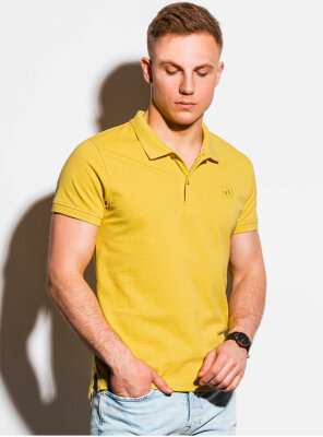 Ombre - Mens S1374 Plain Polo Shirt YELLOW L