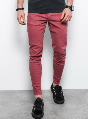 Ombre - Herren P1058 Colored Skinny Jeans RED S