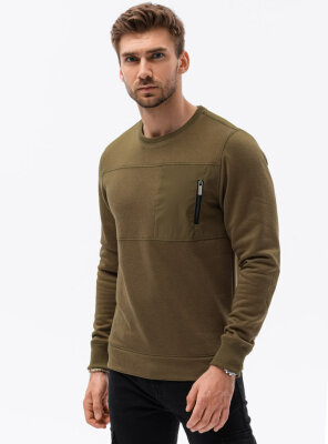 Ombre - Herren B1355 Zip Pocket Sweatshirt DARK OLIVE S