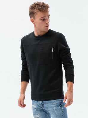 Ombre - Herren B1355 Zip Pocket Sweatshirt BLACK S